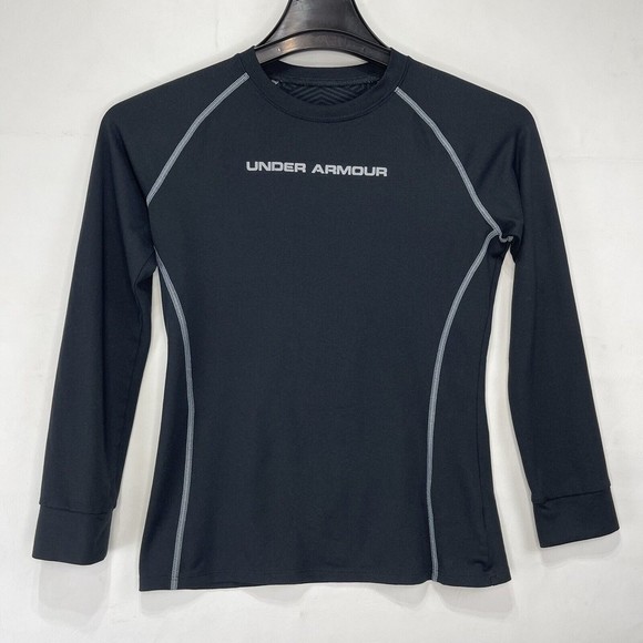 Under Armour Cold Gear Sz YLG Coure Ajustee Black Long Sleeve Tee - Picture 1 of 16